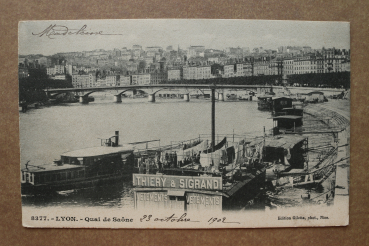 Ansichtskarte AK Lyon 1902 Quai de Saone Schiffe Wäsche Werbung Brücke Häuser Ortsansicht Frankreich France 69M Metropole de Lyon